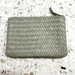 NWT Leather pouch clutch- woven edition